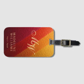 Elegante moderne meer kleuren leder print monogram bagagelabel (Voorkant (horizontaal))