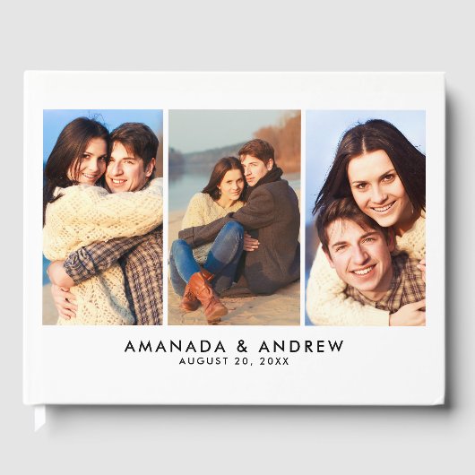 Elegante moderne meerdere foto's bruiloft gastenbo gastenboek (Voorkant)