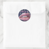 Elegante Moderne Meisje, Visagist, Lippen Ronde Sticker (Tas)