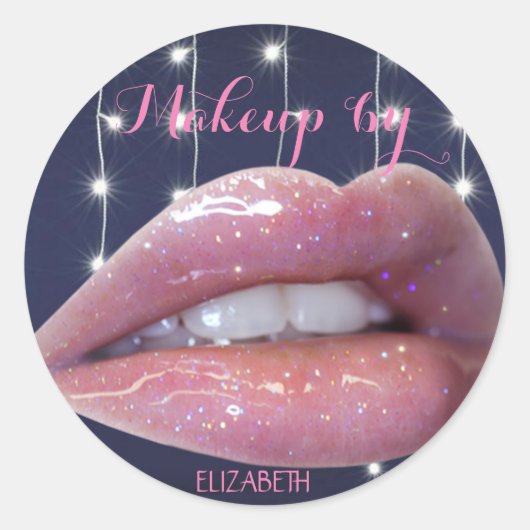 Elegante Moderne Meisje, Visagist, Lippen Ronde Sticker (Voorkant)