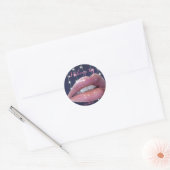 Elegante Moderne Meisje, Visagist, Lippen Ronde Sticker (Envelop)