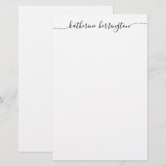 Elegante Moderne Meisjesachtige Swash Script Naam  Briefpapier (Voorkant / Achterkant)