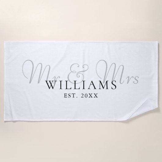 Elegante moderne meneer en mevrouw opgericht strandlaken (Voorkant)