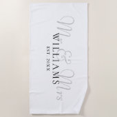 Elegante moderne meneer en mevrouw opgericht strandlaken (Voorkant)