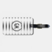 Elegante moderne metalen zilveren strepen bagagelabel (Achterkant horizontaal)