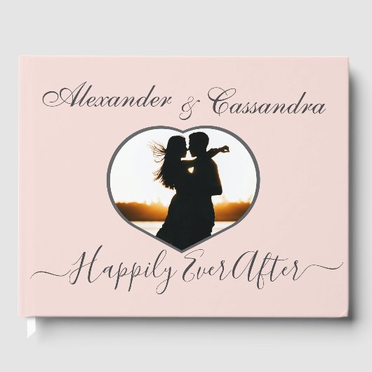 Elegante moderne minimale blos roze foto bruiloft gastenboek (Voorkant)