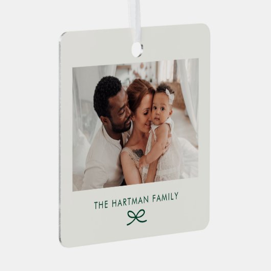 Elegante moderne minimale boog familie foto kerst metalen ornament (Voorkant Rechts)