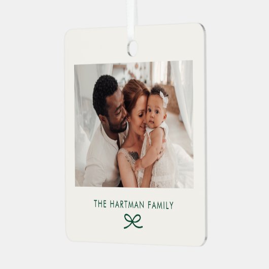 Elegante moderne minimale boog familie foto kerst metalen ornament (Voorkant links)