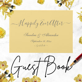 Elegante Moderne Minimale Boter Gele bruiloft Gastenboek
