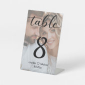 Elegante moderne minimale bruiloft foto tafel numm reclamebord met voetstuk (Voorkant)