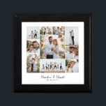 Elegante moderne minimale fotocollage bruiloft cadeaudoosje<br><div class="desc">Elegante moderne minimale gepersonaliseerde bruiloft fotocollage eenvoudige schone lijnen familie cadeau home decor geschenkdoos</div>