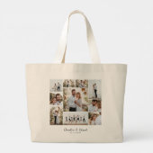 Elegante moderne minimale fotocollage bruiloft grote tote bag (Achterkant)