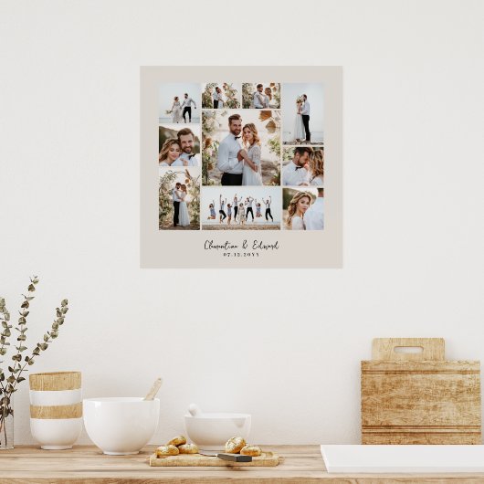Elegante moderne minimale fotocollage bruiloft poster (Keuken)