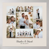 Elegante moderne minimale fotocollage bruiloft poster (Voorkant)