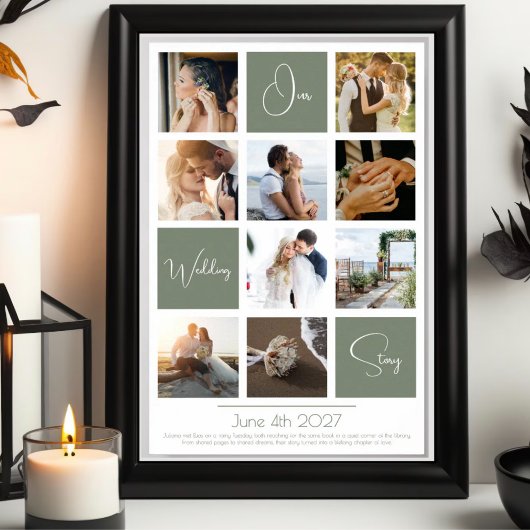 Elegante moderne minimale fotocollage bruiloft poster