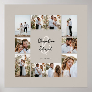 Elegante moderne minimale fotocollage bruiloft poster