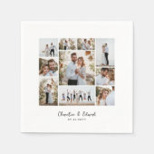 Elegante moderne minimale fotocollage bruiloft servet (Voorkant)