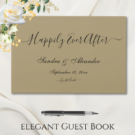 Elegante moderne minimale gouden tan bruiloft gastenboek