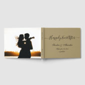 Elegante moderne minimale gouden tan bruiloft gastenboek (Volledig)