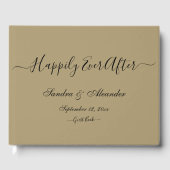 Elegante moderne minimale gouden tan bruiloft gastenboek (Voorkant)