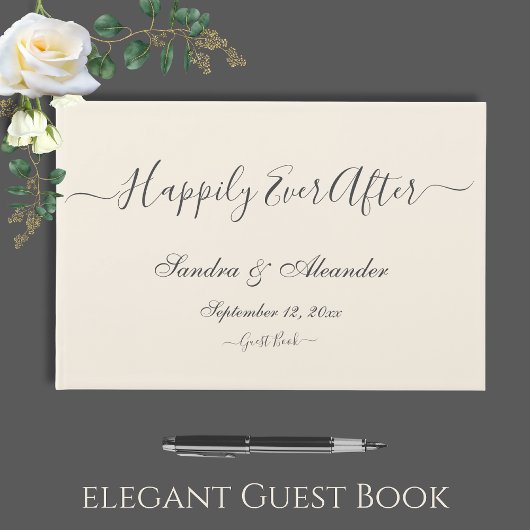 Elegante moderne minimale ivoren crème bruiloft gastenboek