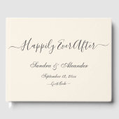 Elegante moderne minimale ivoren crème bruiloft gastenboek (Voorkant)