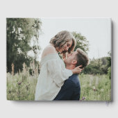 Elegante moderne minimale kalligrafie foto bruilof gastenboek (Achterkant)