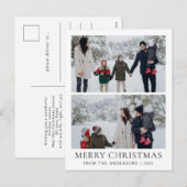 Elegante moderne minimale kerstfamilie 2 foto feestdagenkaart (Voorkant / Achterkant)