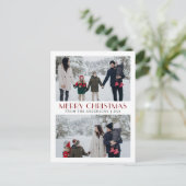 Elegante moderne minimale kerstfamilie 2 foto feestdagenkaart (Staand voorkant)
