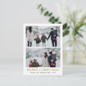 Elegante moderne minimale kerstfamilie 2 foto feestdagenkaart (Staand voorkant)