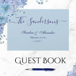 Elegante moderne minimale licht Frans blauw wit Gastenboek