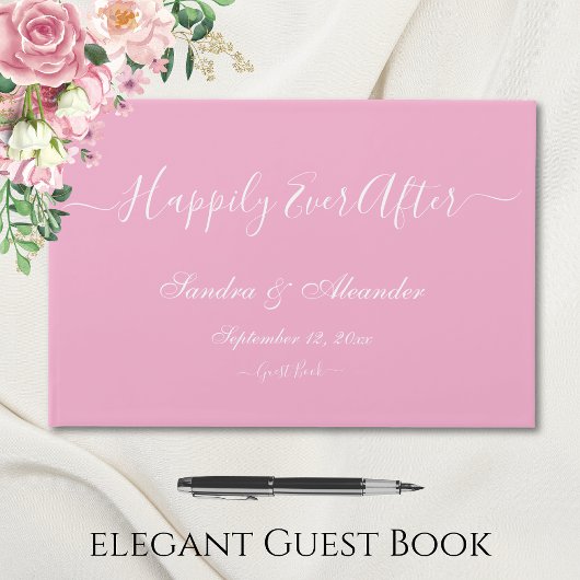 Elegante moderne minimale lichte roze crème bruilo gastenboek