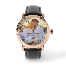 Elegante moderne minimale paar foto op maat horloge