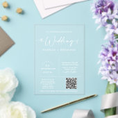 Elegante moderne minimale script bruiloft boog QR- Acryl Uitnodigingen (Insitu (Huwelijk))