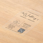 Elegante moderne minimale script bruiloft boog QR- Acryl Uitnodigingen (Laagn)