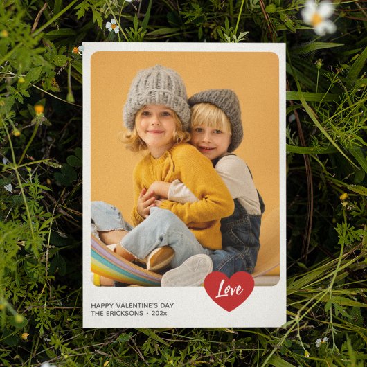 Elegante moderne minimale Valentijnsdag fotokaart Feestdagenkaart