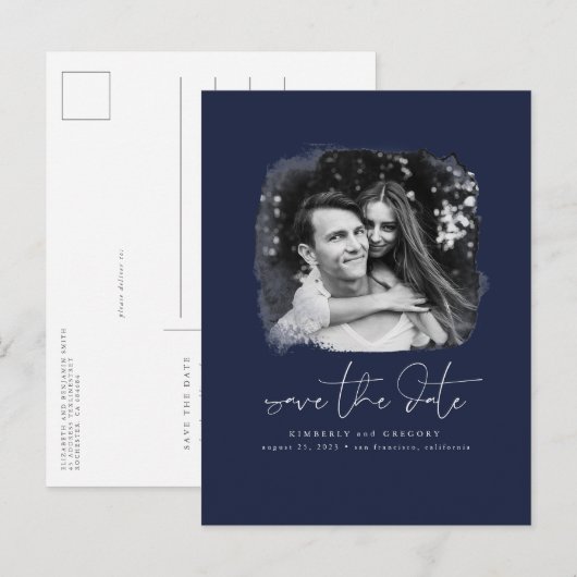 Elegante moderne minimalist Bewaar de datum foto Aankondigingskaart (Voorkant / Achterkant)