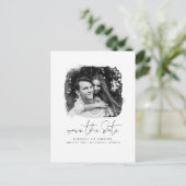 Elegante moderne minimalist Bewaar de datum foto Aankondigingskaart (Staand voorkant)