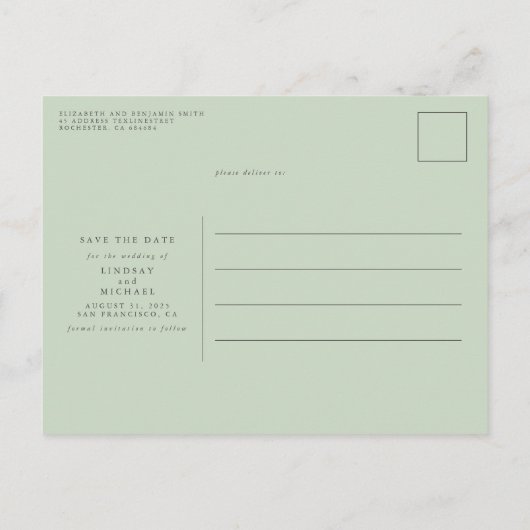 Elegante moderne minimalist Bewaar de datum foto Aankondigingskaart (Achterkant)