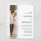 Elegante moderne minimalistische 2 foto bruiloft kaart (Voorkant)