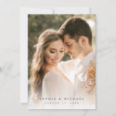 Elegante moderne minimalistische 2 foto bruiloft kaart (Achterkant)