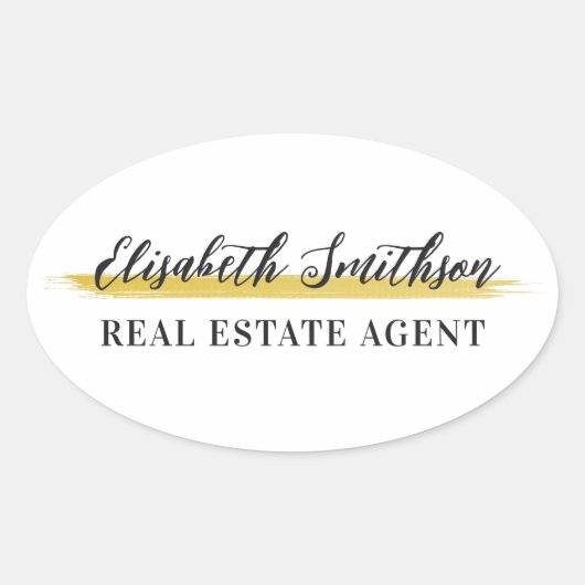 Elegante moderne minimalistische aangepaste Sjablo Ovale Sticker (Voorkant)