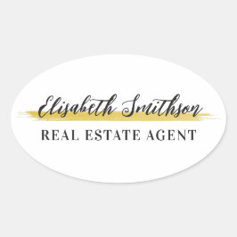 Elegante moderne minimalistische aangepaste Sjablo Ovale Sticker