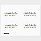 Elegante moderne minimalistische aangepaste Sjablo Ovale Sticker (Vel)