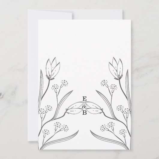 Elegante Moderne Minimalistische Bloemen Eenvoudig Kaart (Achterkant)