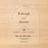 Elegante moderne minimalistische Boho Arch bruilof Acryl Uitnodigingen (Voorkant)