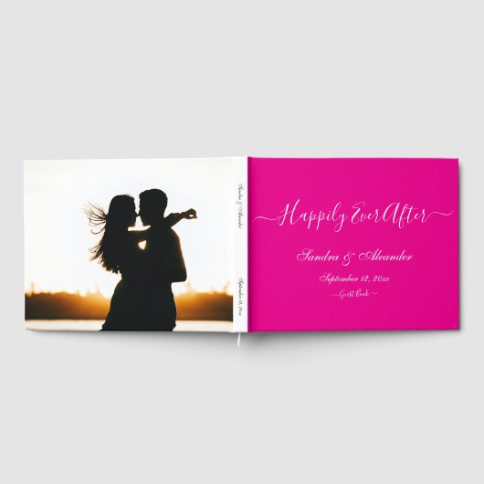 Elegante moderne minimalistische Bold Bight Pink b Gastenboek (Volledig)