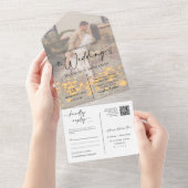 Elegante moderne minimalistische boog QR code foto All In One Uitnodiging (Afscheurbaar)