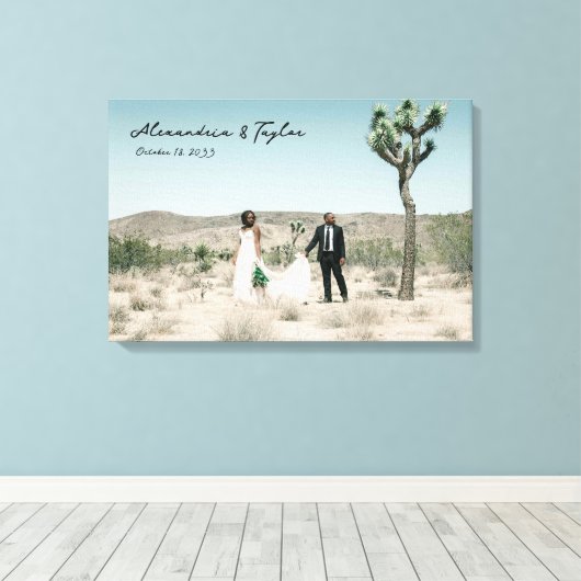 Elegante moderne minimalistische bruiloft foto can canvas afdruk (Insitu (Houten vloer))