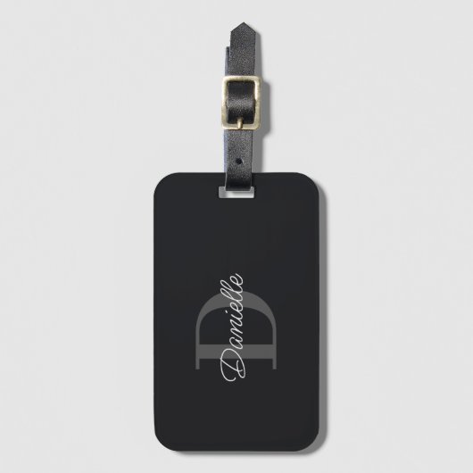 Elegante moderne minimalistische bruiloft monogram bagagelabel (Voorkant (verticaal))